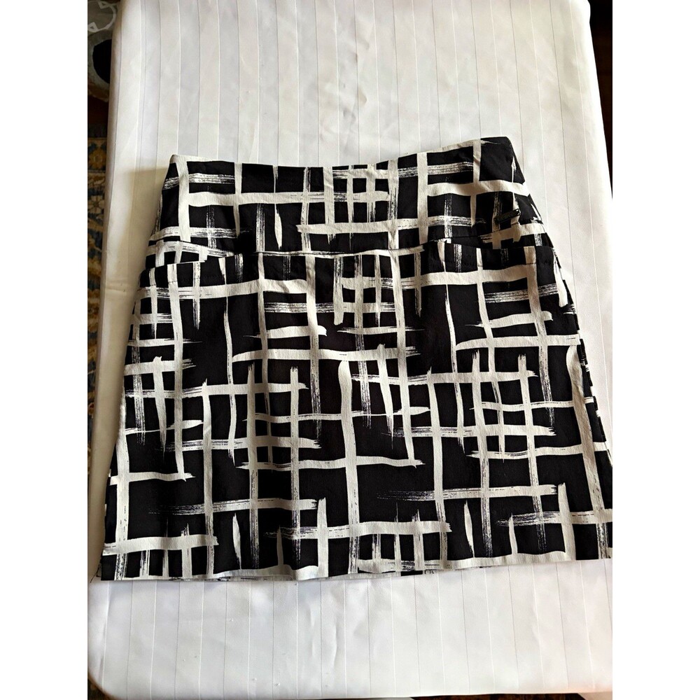 S.C.&CO. Women's Black/White Geometric Golf Tennis Skort Pull-On Stretch L